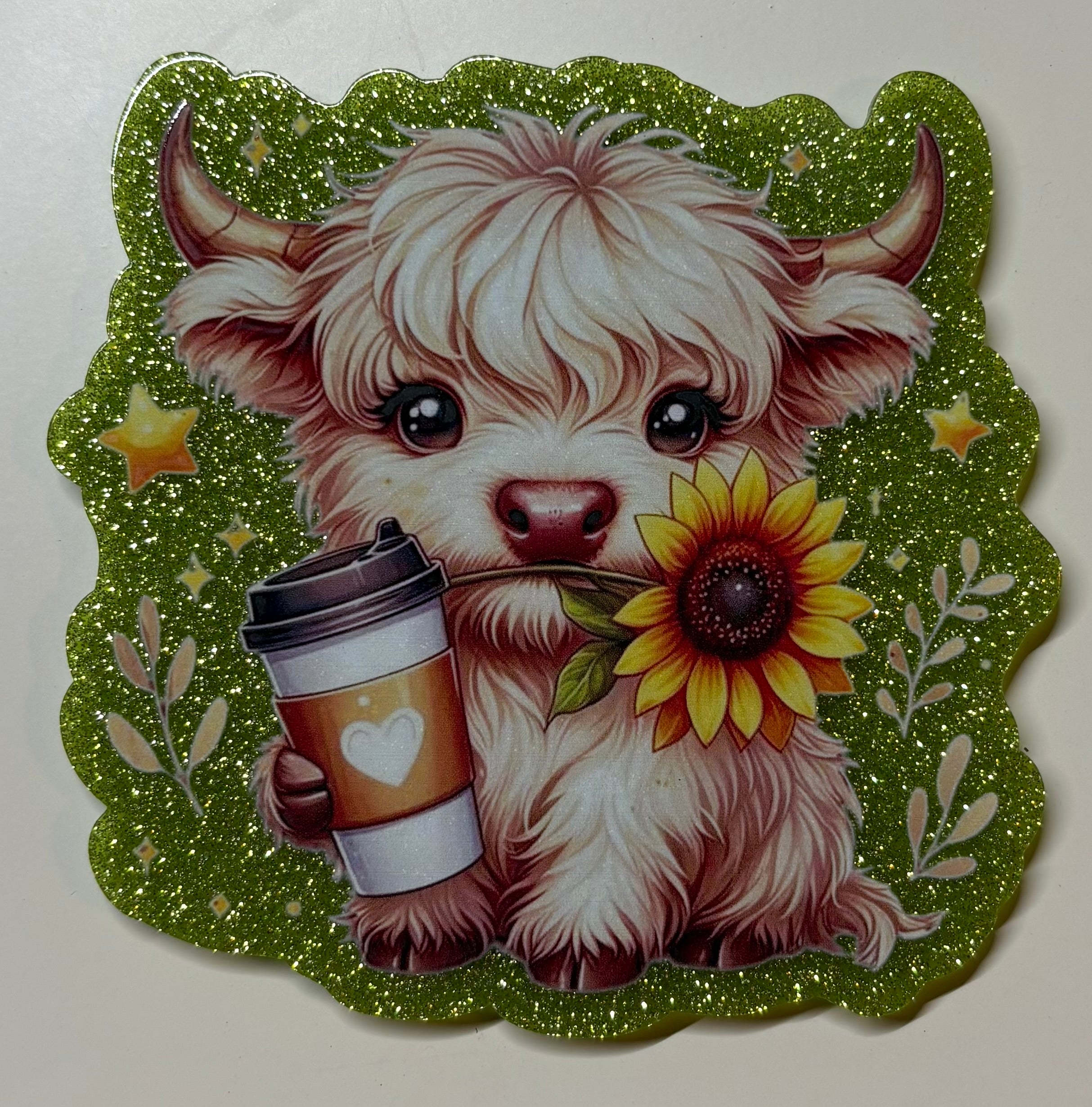 Sweet Sunflower Highland Cow Jumbo Magnet