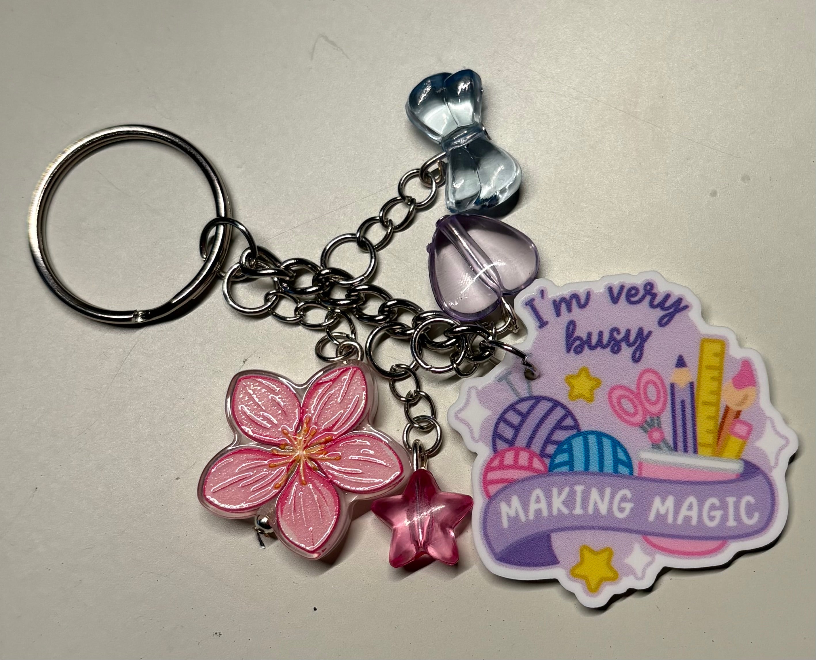 Busy Making Magic Junk Keychain