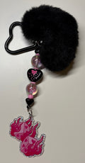 🔥 Pink Flaming Dice Maximalist Charm Keychain 🔥