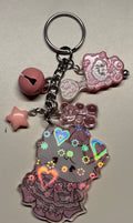 Iridescent Pastel Pink Sweet Kitty Junk Keychain 💖