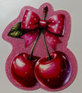 Glitter Cherry Bow Jumbo Magnet