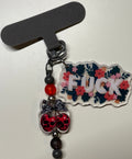 Floral "FUCK" Skull Cherry Phone Charm 🌸